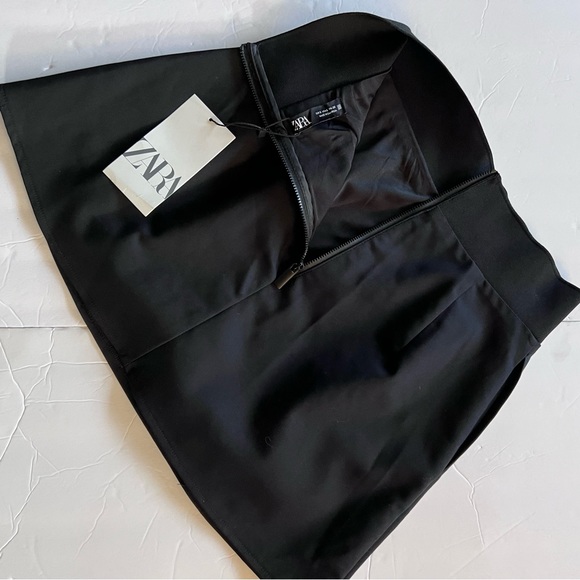 NWT Zara Mini Skirt with Shorts Size Small Elastic Waist Black - Picture 7 of 14